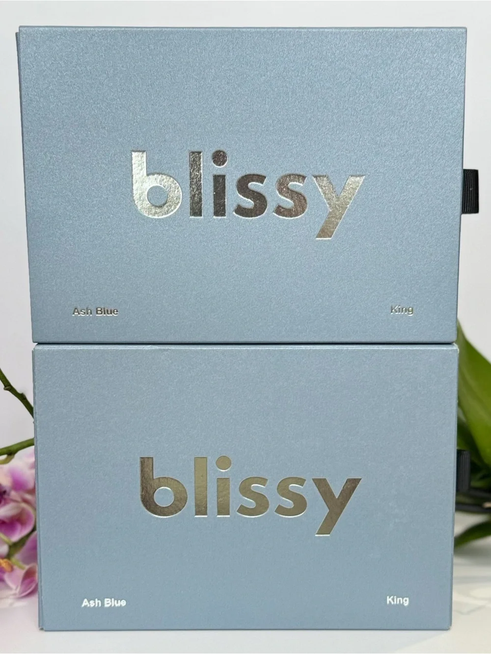 2 NEW Blissy 100% Pure Mulberry Silk King Pillowcases Ash Blue